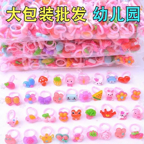 korean style children‘s cartoon ring girls‘ plastic crystal princess diamond cute baby ring girls‘ toy gift