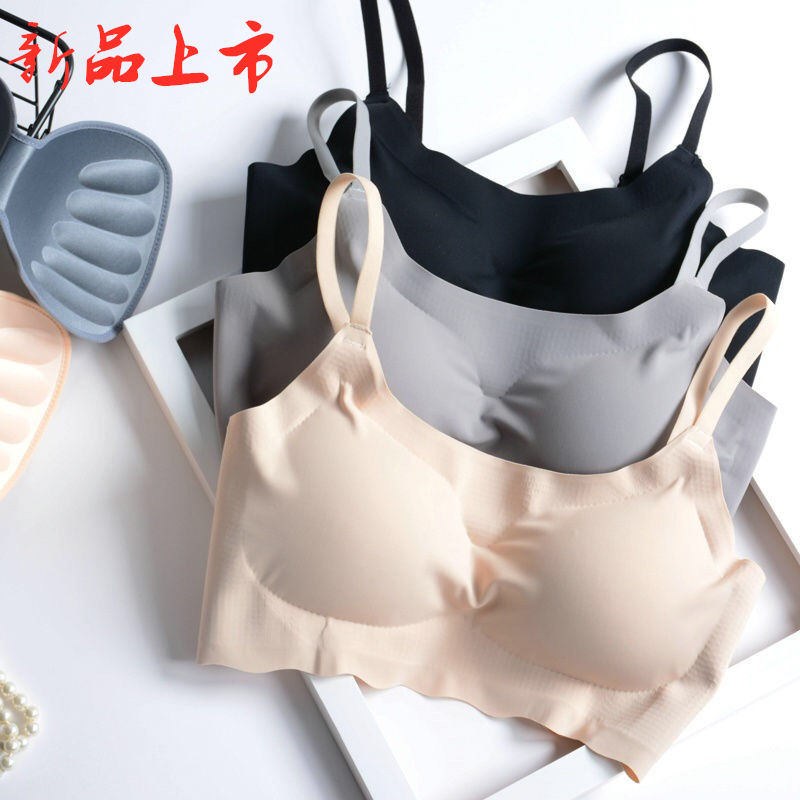 seamless underwear women‘s sports shockproof push-up no wire accessory breast push up sleep push up bra beautiful vest sling thin