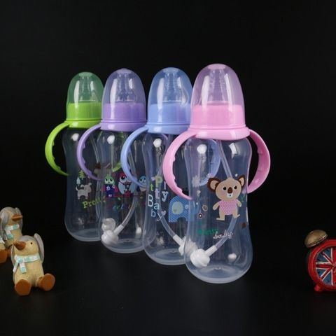 baby & baby wholesale newborn baby standard caliber pp plastic feeding bottle 280ml straw with handle