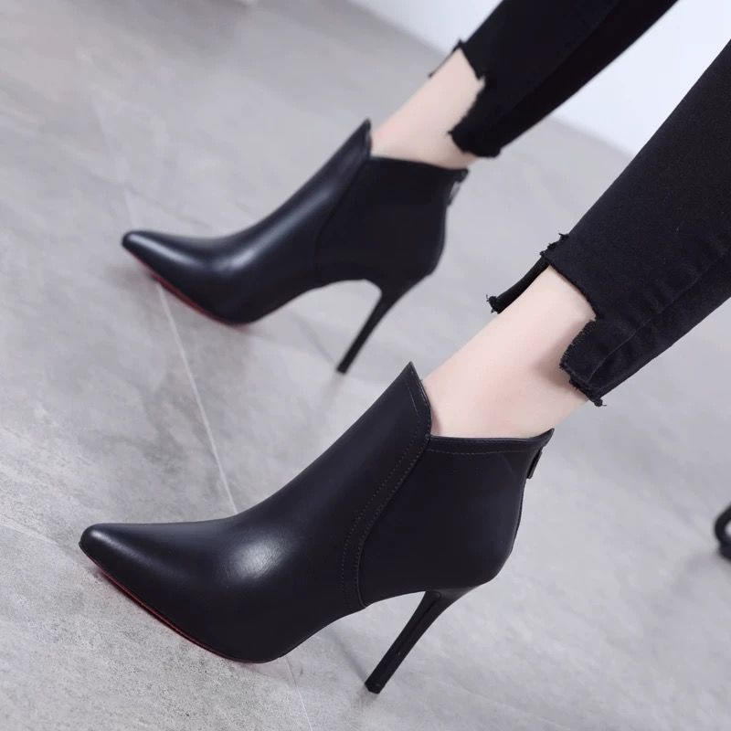 women‘s boots winter 2022 new high heel women‘s stiletto heel boots pointed ankle boots back zipper comfortable martin boots women‘s shoes fleece-lined