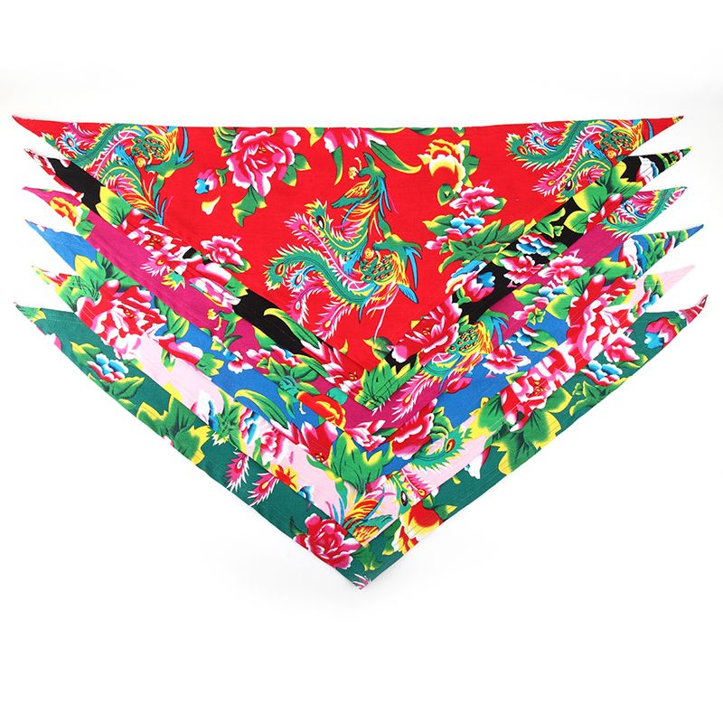 the northeast song-and-dance duet performance triangle scarf ethnic performance headscarf northeast fabric headdress three towel circumference performance