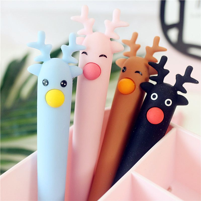 creative cartoon soft glue elk gel pen halloween gift office writing signature pen christmas black ink pen gift