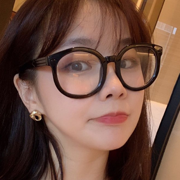 Black Rough Frame Plain Korean Style Female Student Plain Myopic Glasses TikTok Same Style Large Frame Slim Look Ins Glasses Female