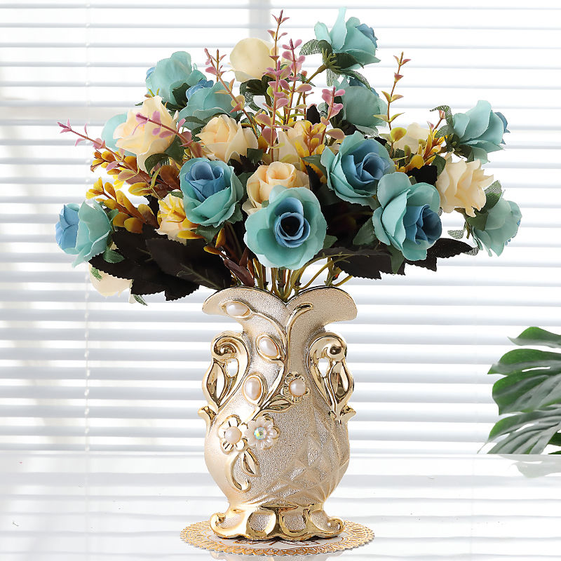 [send bottle mat] european-style ceramic table vase living room flower arrangement table decoration creative simulation vase decoration