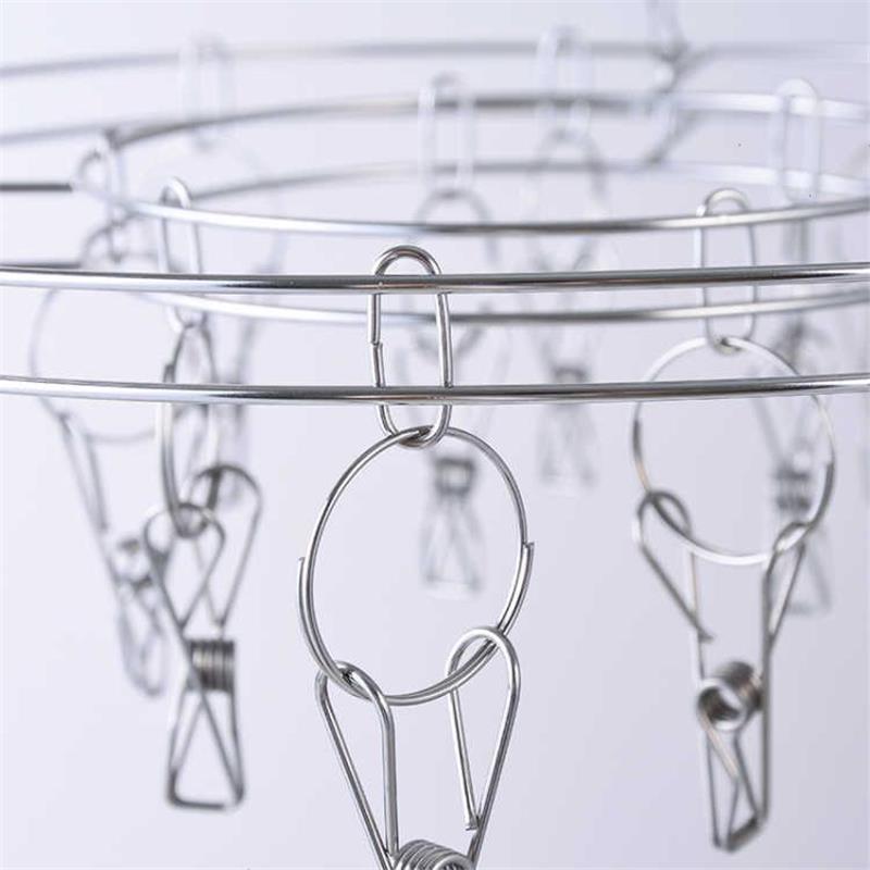 Stainless Steel Clothes Hanger Windproof Clothes Hanger Multi-Functional Multi-Clip Inner Hanger Socks Clip Baby Hook Clothes Hanger