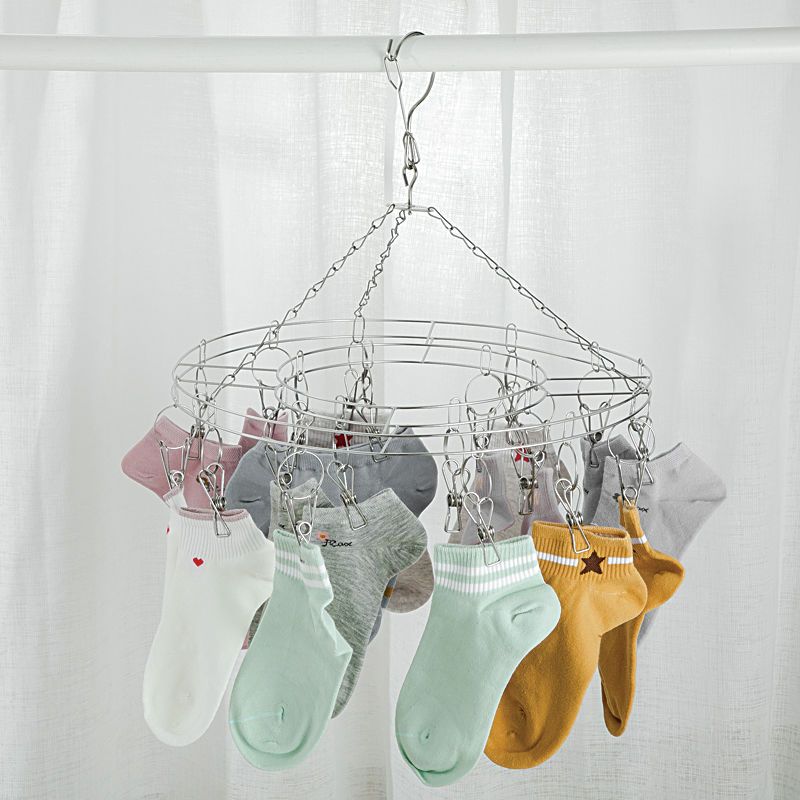 Stainless Steel Clothes Hanger Windproof Clothes Hanger Multi-Functional Multi-Clip Inner Hanger Socks Clip Baby Hook Clothes Hanger