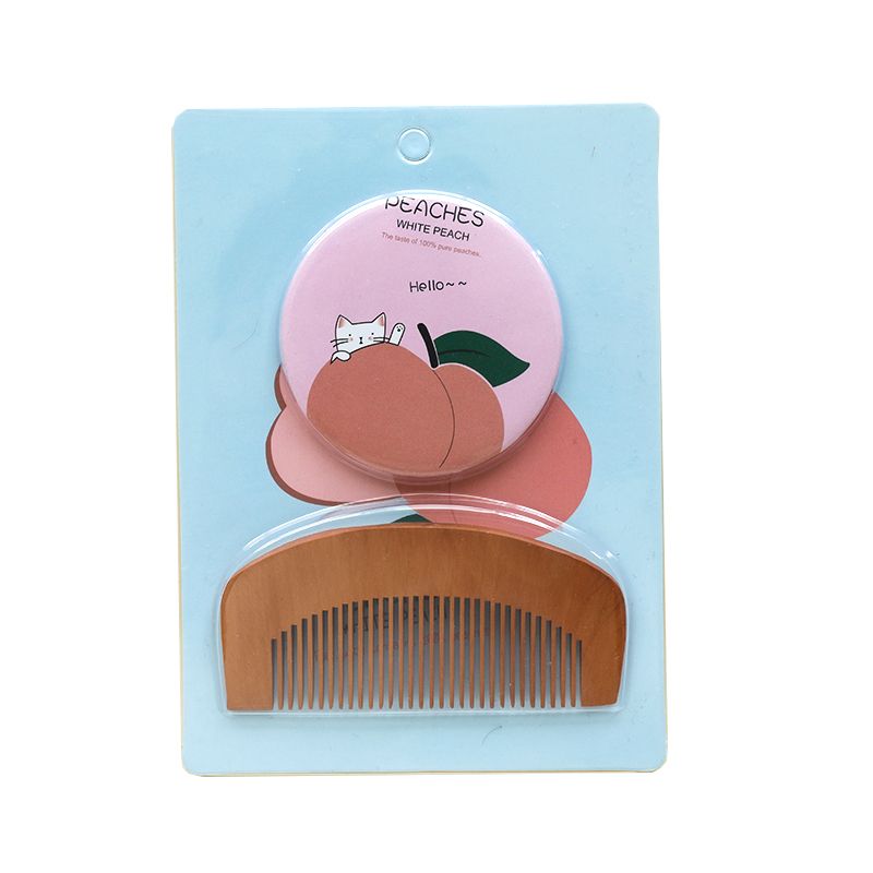 Paipai Niu Creative Mirror and Comb Set Portable Single-Sided Small round Mirror Comb Set Factory Direct Sales Cosmetic Mirror