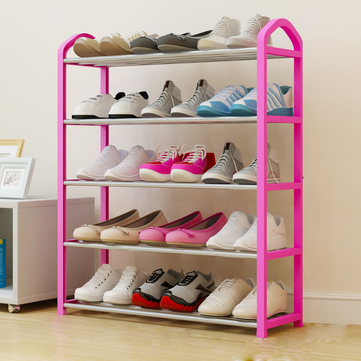 Shoe Rack Multi-Layer Simple Household Shoe Cabinet Economical Dormitory Dustproof Small Shoes Shelf Door Dormitory Storage Storage Rack