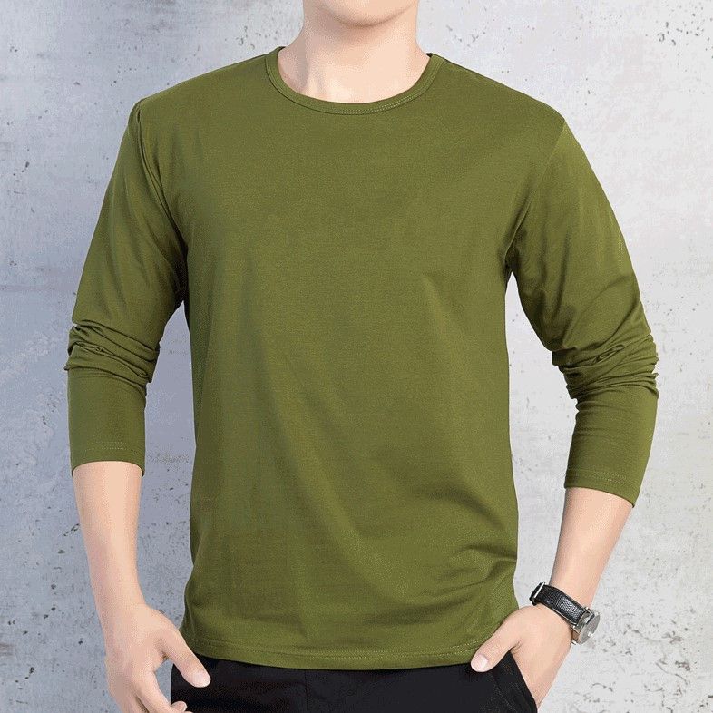 Large Size Youth Long-Sleeved T-shirt Youth Fleece-Lined Thickened Bottoming Shirt Student Thermal Underwear Men's Korean-Style Loose Long T-shirt