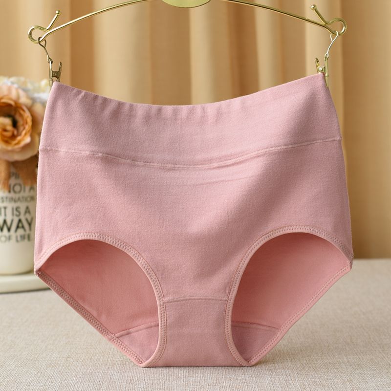 4-pack underwear women‘s cotton high waist large size belly contraction hip lifting women‘s underwear sexy korean style solid color triangle shorts