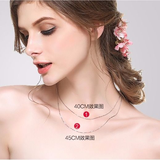 [with Certificate] Authentic S925 Silver Necklace Girls' Clavicle Chain Japanese and Korean Replacement Chain Ornament Valentine's Day Gift