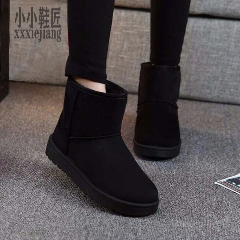 snow boots for women 2023 couple winter mid-calf crew fleece-lined non-slip warm cotton shoes versatile plus size trendy shoes 41-44