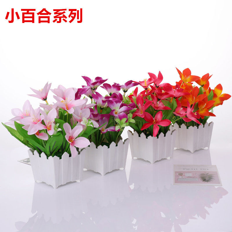 Fake/Artificial Flower Decorative Living Room Plastic Flowers Small Bonsai Bedroom Dining Table Wine Cabinet Creative Decoration Crafts with Basin