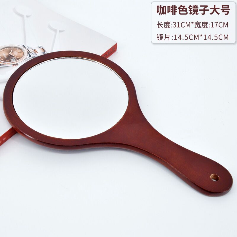 Beauty Salon Special Cosmetic Mirror Handle Embroidery Tattooist Handheld Hand-Held Portable Portable Dental European Wooden Small Mirror