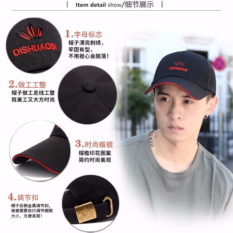 Hat for Men Spring and Summer Korean Peaked Cap Outdoor Baseball Cap Long Brim Sun-Proof Sun Fishing Hat Youth Leisure