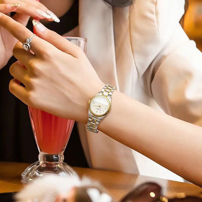 Genuine Counter Watch Female Student Korean Simple Automatic Mechanical Watch Diamond Calendar Luminous Mechanical Watch Female