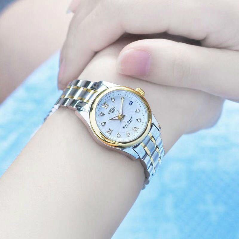 Genuine Counter Watch Female Student Korean Simple Automatic Mechanical Watch Diamond Calendar Luminous Mechanical Watch Female