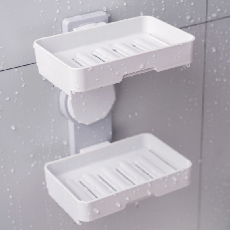 Soap Box Soap Storage Rack Punch-Free Thickened Double-Layer Wall Hanging Drain Soap Box Bathroom Storage Rack