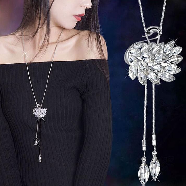 Autumn and Winter High-End Rhinestone New Sweater Chain Long Women's Necklace Versatile Student Pendant Korean Fashion Accessory