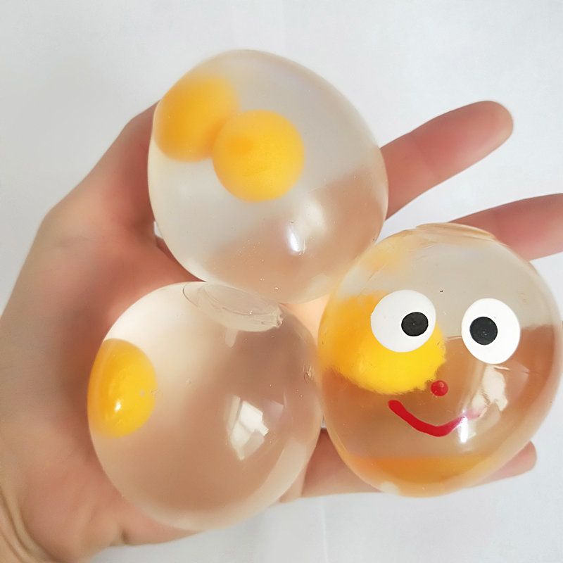 Vent Decompression Water Ball Transparent Eggs Squeezing Toy Fool's Day Trick Funny Fall Not Rotten Double-Yolked Egg Stall Hot Sale