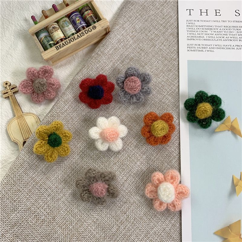 chic elegant colored flowers brooch parent-child girl heart childlike wool petal bag clothes accessories ornament female