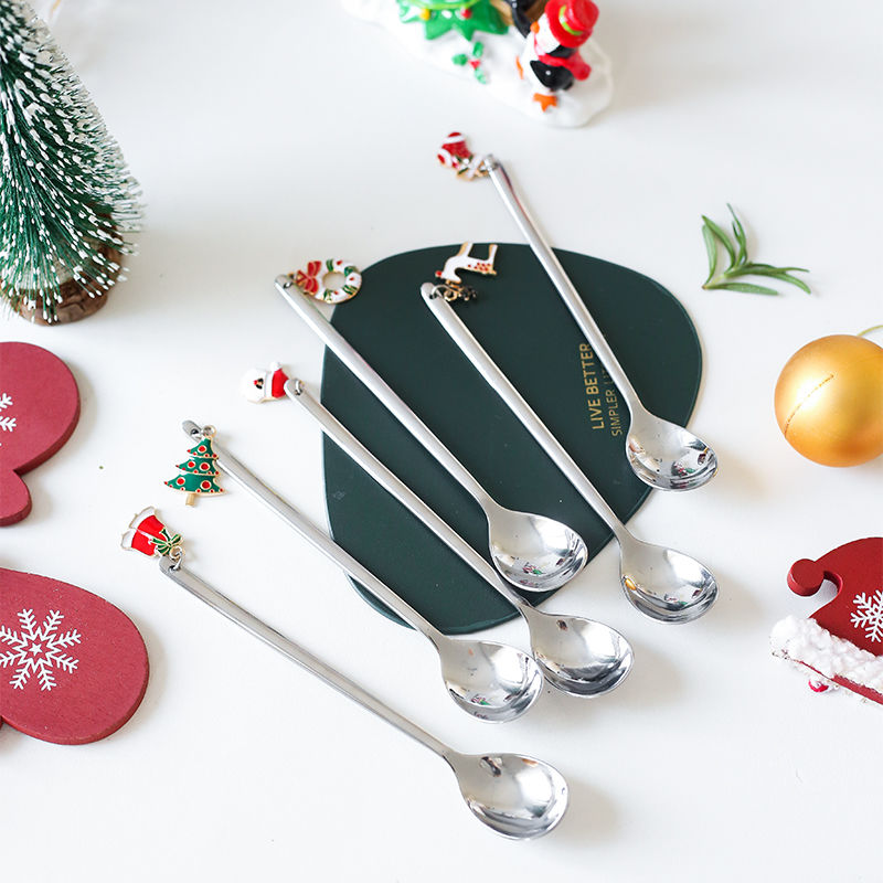 Stainless Steel Tableware Spoon Creative Ins Christmas Gift Set Coffee Mixing Spoon Cute Dessert Spoon Gift