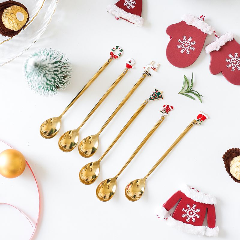 Stainless Steel Tableware Spoon Creative Ins Christmas Gift Set Coffee Mixing Spoon Cute Dessert Spoon Gift