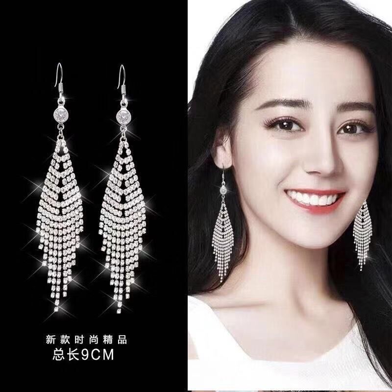 Thin Earrings Fairy Long Korean Personality Trendy Grace Silver Stud Earrings Pearl Tassel Eardrops Anti-Allergy Earrings for Women