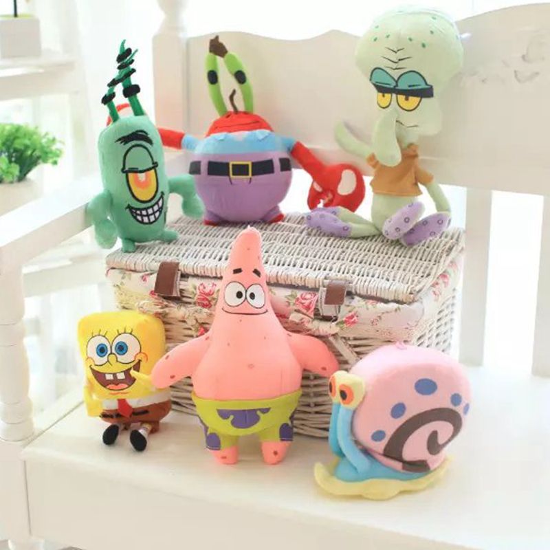 Cute SpongeBob Pie Star Set Little Doll a Full Set of Plush Toy Doll Children‘s Gifts Wedding