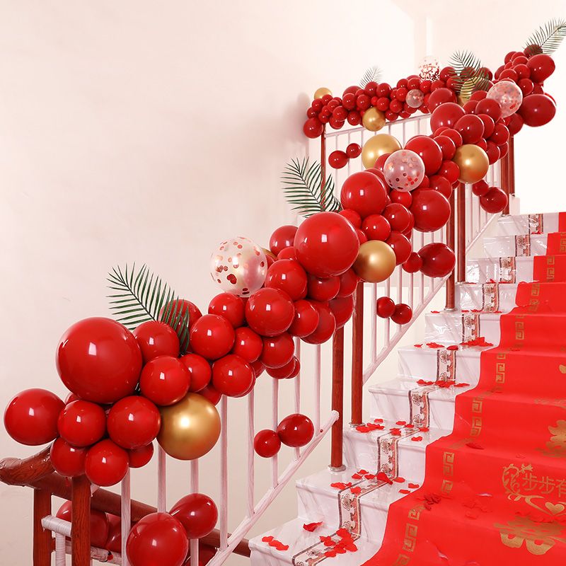 Wedding Stair Handrail Decoration Wedding Room Layout Suit Creative Romantic Voile Balloon Latte Art Scene Wedding Supplies