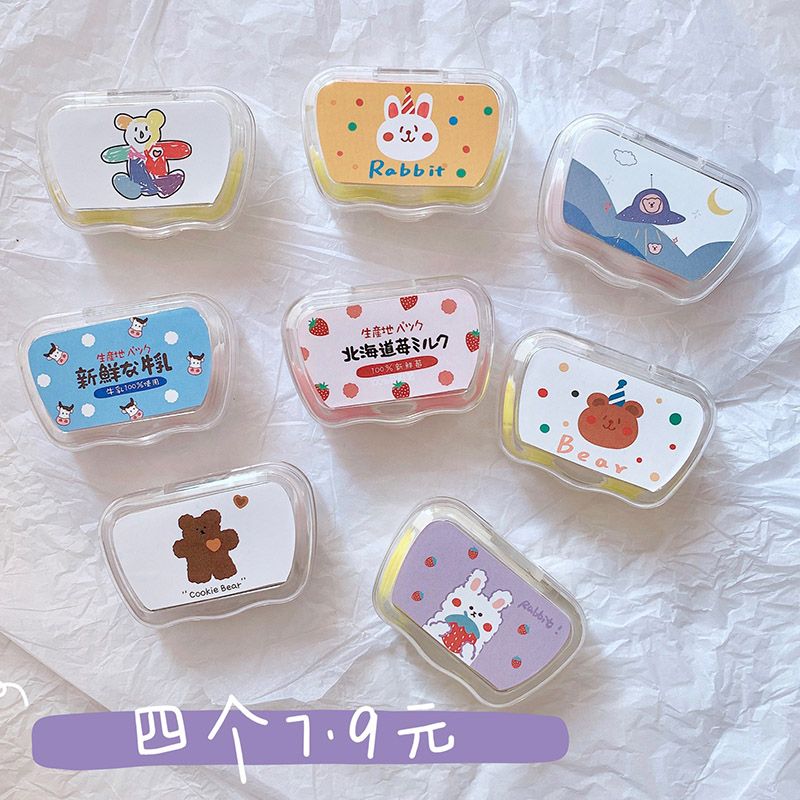 [buy 1 hair 4] contact lens case simple cute cosmetic contact lenses couple box south korea portable storage contact lens case transparent