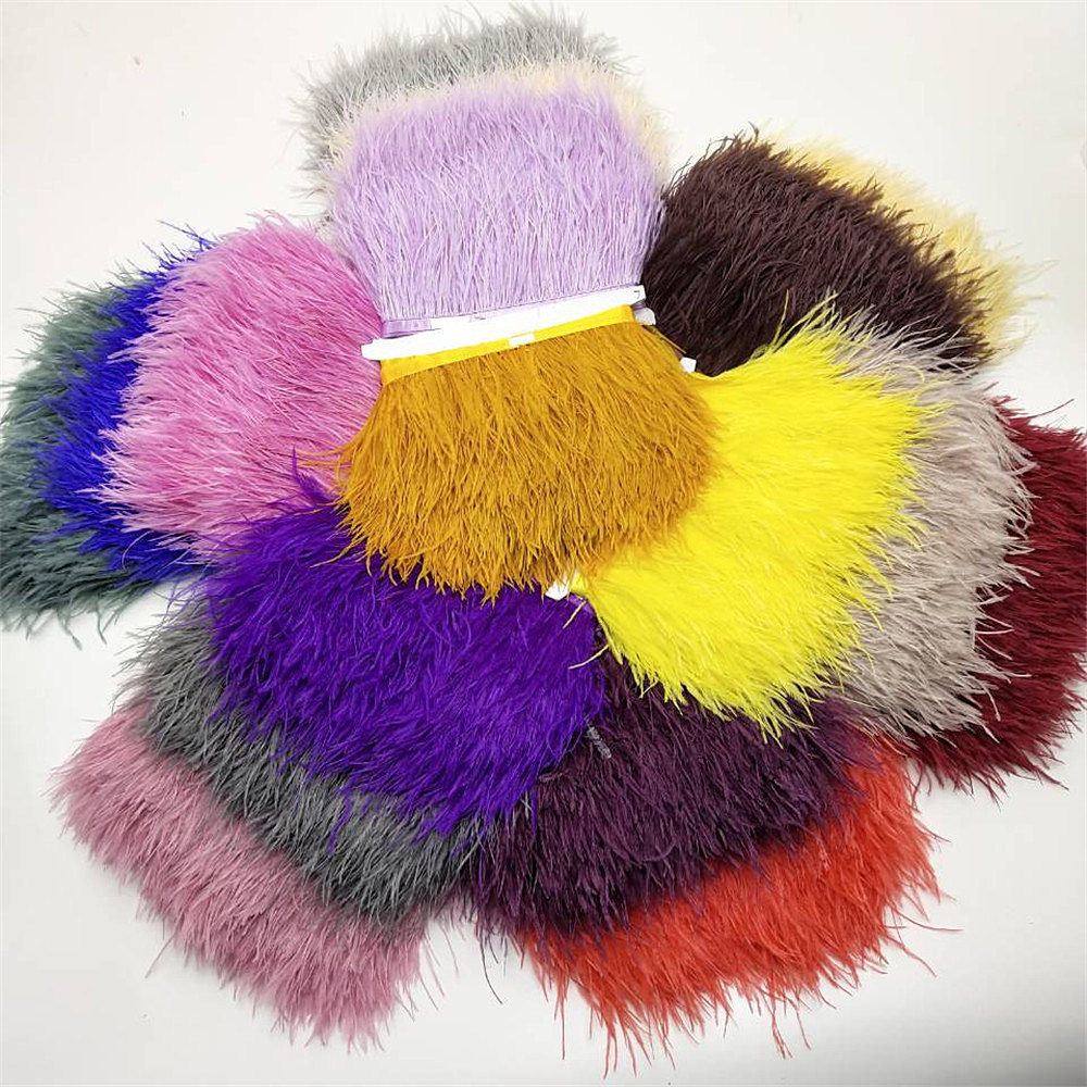 colorful ostrich feather cloth fringe dress stage performance skirt diy clothing accessories decoration 8-10cm