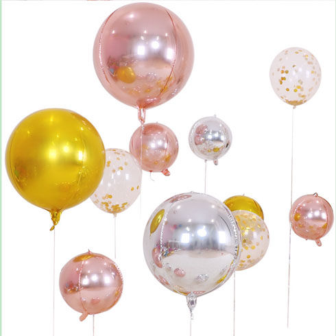 10-Inch 18-Inch 22-Inch 4d Ball Gold Silver Aluminum Film Helium Balloon Decoration Street Push Sale Party Decorative Creative Layout