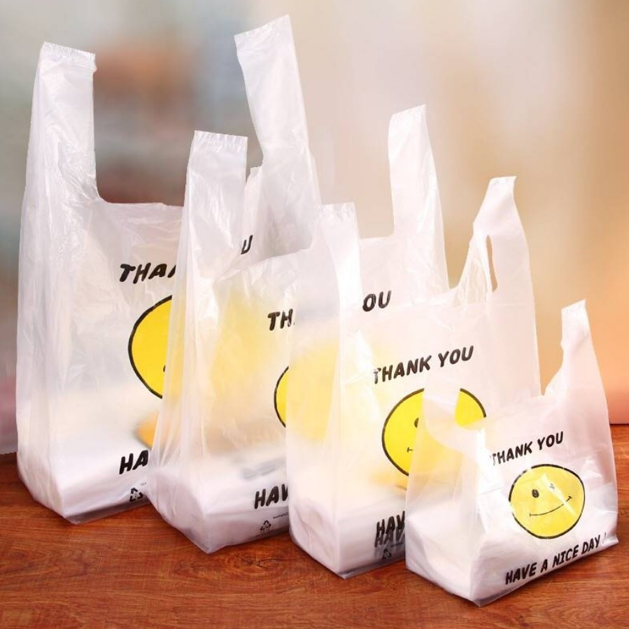 Smiley Face Plastic Bag Wholesale Thickened Convenient Plastic Bag Takeaway Food Packaging Shopping Bag Packaging Vest Tote Bag