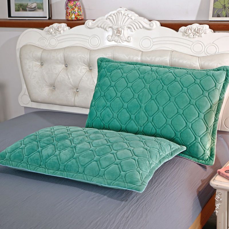 crystal velvet double layer quilted thickening pillowcase warm suede short plush single double autumn and winter pillowcase one-pair package