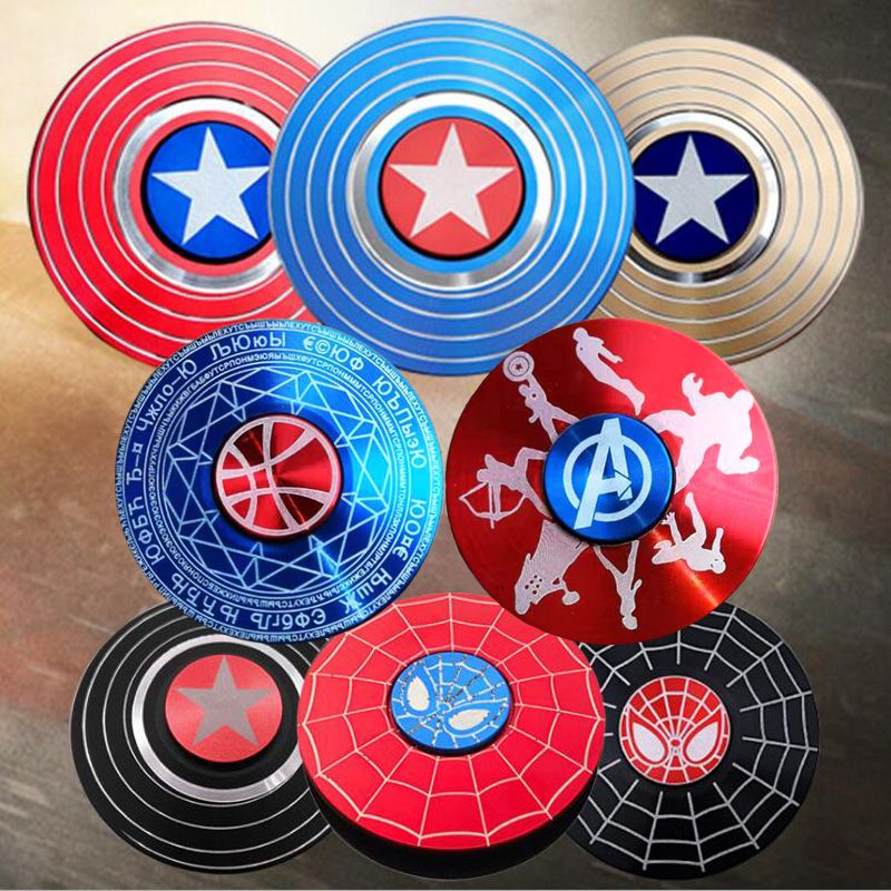 marvel captain america shield high-speed aluminum alloy fingertip gyro rotating metal decompression finger children‘s toy