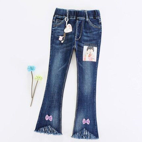 Children's Clothing Girls' Denim Trousers 2024 Spring and Autumn New Medium and Big Children's Funky Casual Fred Jeans