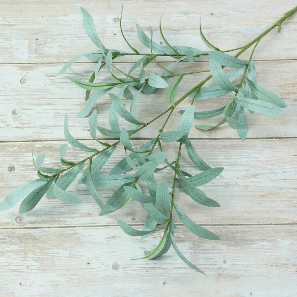 Olive Branch Leaf Simulation Wedding 6 Fork Mori Style Flower Artificial Green Leaf Decoration Props Hotel Wedding Ceremony Layout Scene