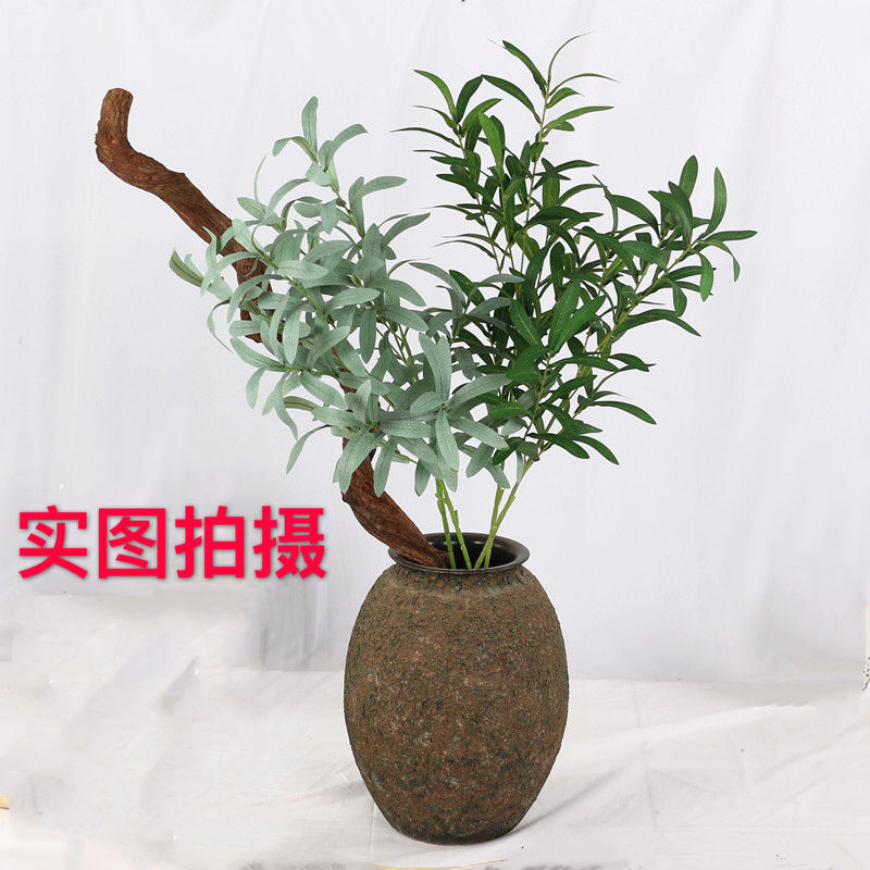 Olive Branch Leaf Simulation Wedding 6 Fork Mori Style Flower Artificial Green Leaf Decoration Props Hotel Wedding Ceremony Layout Scene