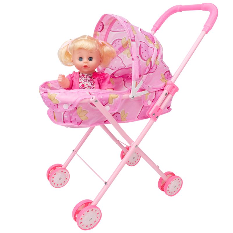 children play house stroller toy with doll sound light baby baby simulation girl girl small trolley