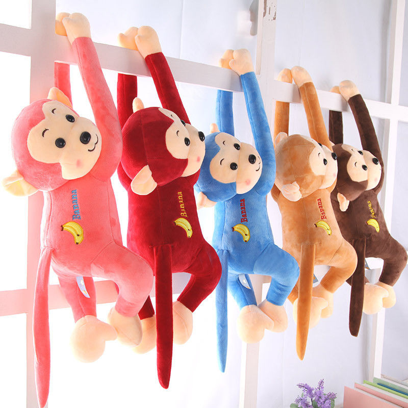 Cute Gibbon Long Tail Monkey Electric Car Baby Head Safety Little Monkey Doll Lying Monkey Doll Hanging Curtain Hanging Monkey