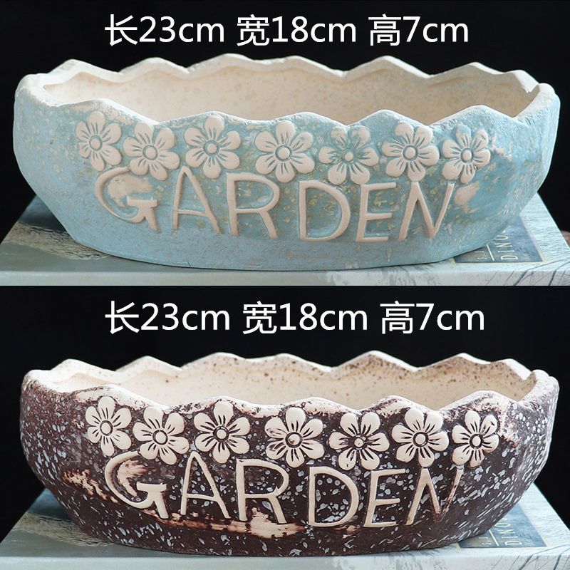 Extra Large Succulent Bonsai Succulent Flower Pot Stoneware Green Plant Creative Simple Large Diameter Platter Ceramic