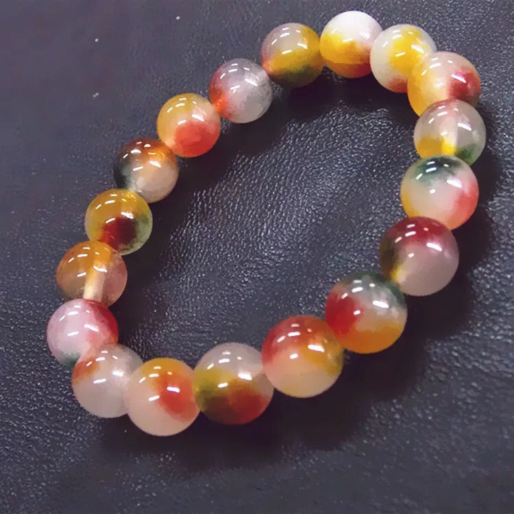 factory natural agate bracelet two-color multi-color 10mm men‘s and women‘s peach stone chalcedony bracelet pink crystal