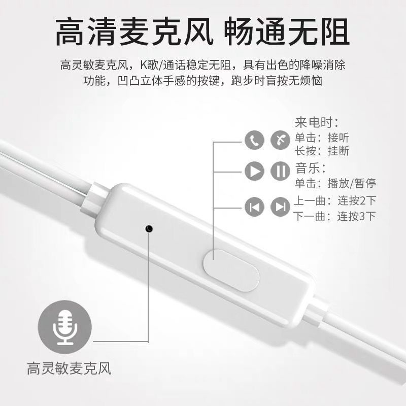 Universal Earphone Vivop Huawei 8 Glory 9x Xiaomi 8 iPhone Karaoke Voice Earbuds in-Ear Earphone Cable