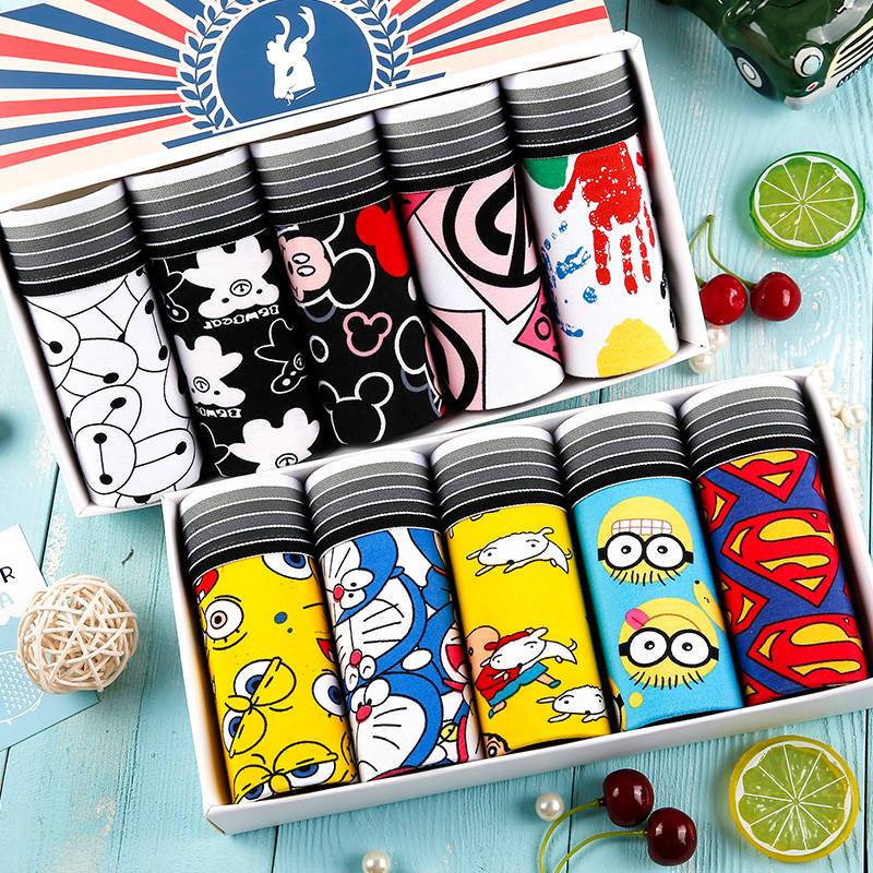 men‘s underwear summer thin boxers personality fashion youth cartoon underwear boys anime cute boxers