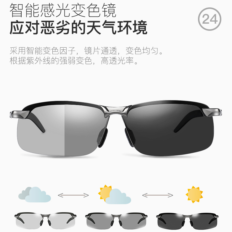 Day and Night Polarized Color Changing Glasses Driving Sunglasses Male Driver Driving Comfortable Fishing Fashion Men's Sunglasses