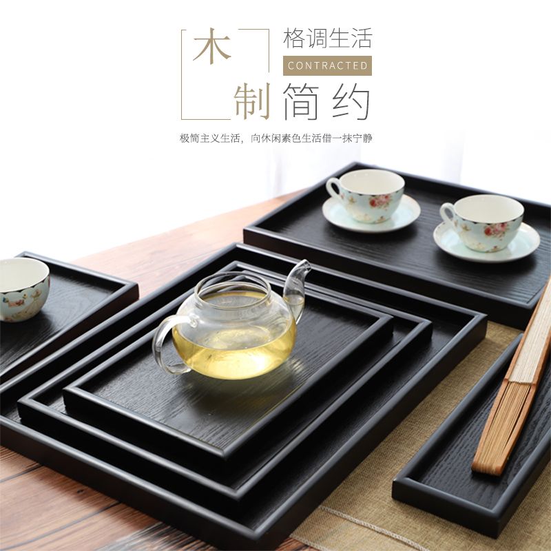 tray rectangular practical wooden black wood dish wood pallet tea tray wooden hotel supplies hotel