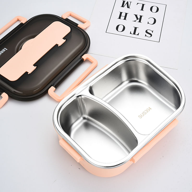 304 stainless steel student lunch box lunch box with lid insulation office worker lunch box microwave oven heating compartment insulation