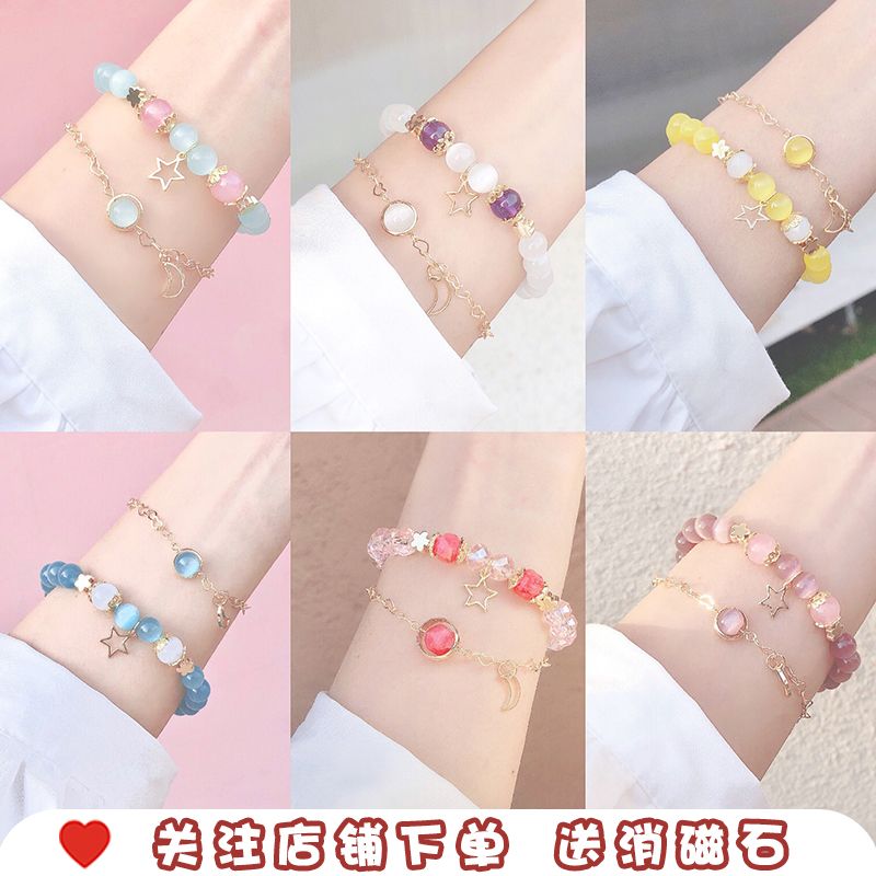 opal star moon bracelet amethyst lucky bracelet mori korean style student birthday gift female girlfriends ins style