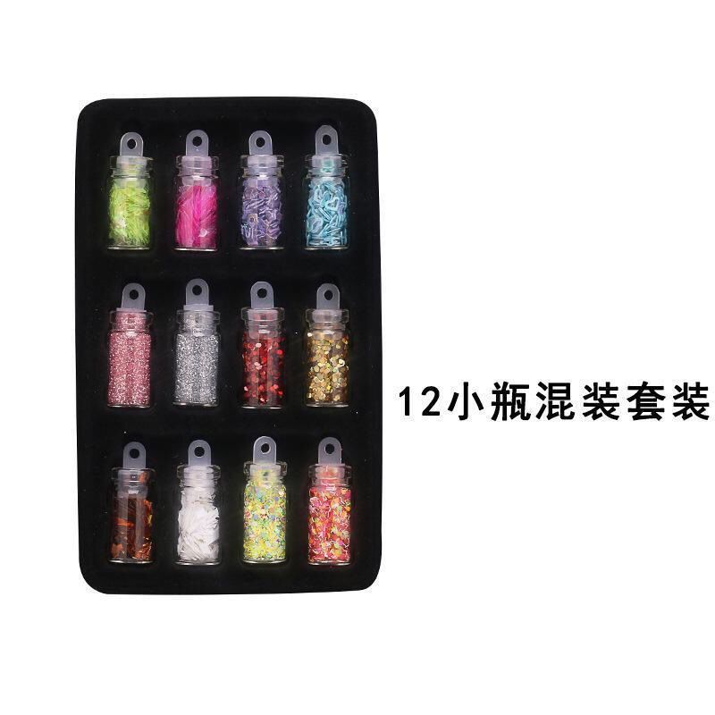 Internet Celebrity Nail Beauty Rhinestone Ornaments 48 Color Mixed Glass Bottle Shimmering Powder Sequins Caviar Nail Jewelry Set Shiny Diamond